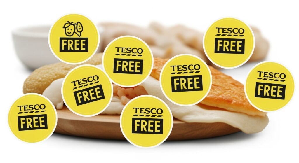 tesco free food yellow stickers